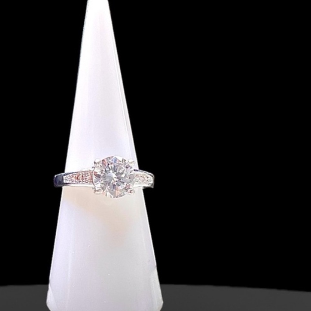 Solitaire Cut Sterling Silver .925 AAA CZ Engagement Ring NWT - Picture 7 of 7